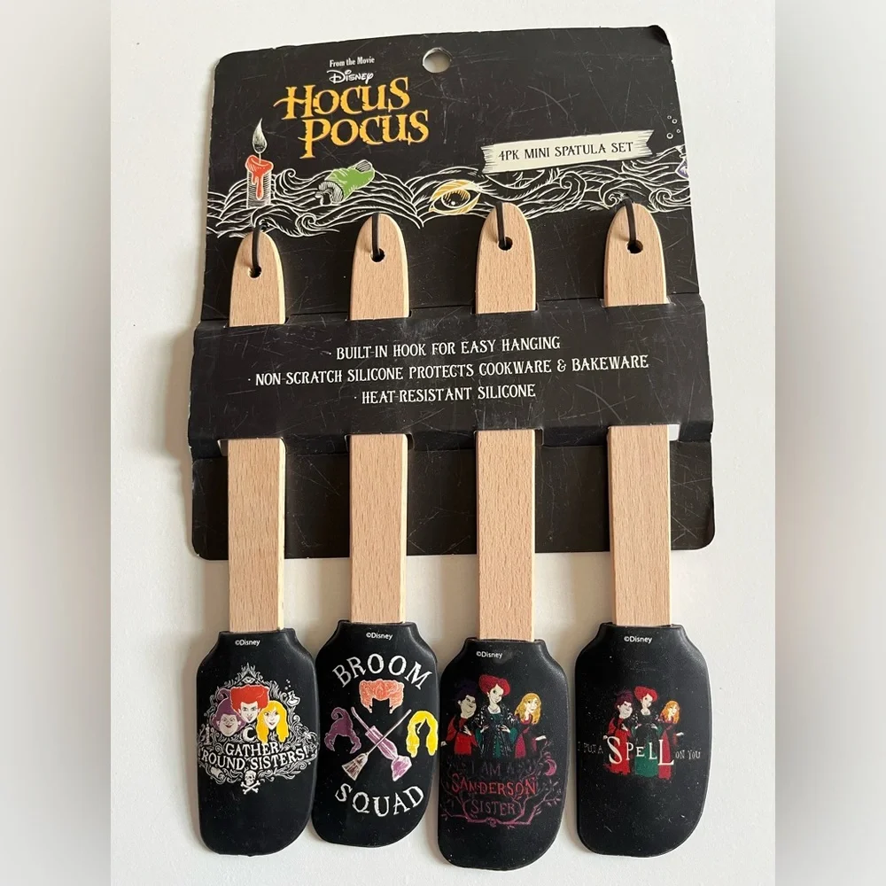 NWT Disney HOCUS POCUS 4 PACK MINI SPATULA SET-Heat Resistant Silicone-baking